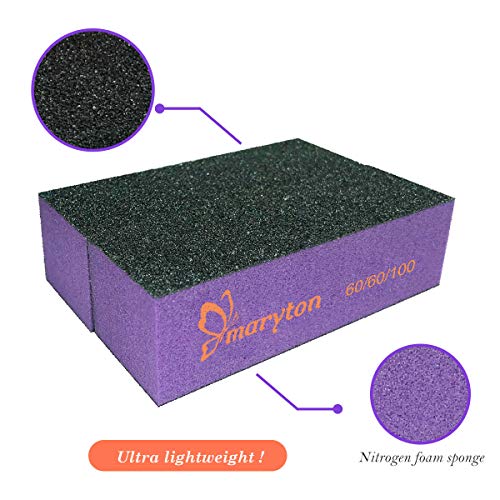 Maryton Nail Buffer Sanding Block Polisher Buffing File 60/100 Grit for Acryl...