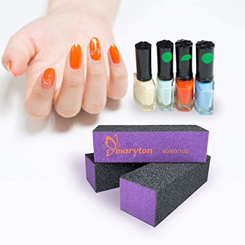 Maryton Nail Buffer Sanding Block Polisher Buffing File 60/100 Grit for Acryl...