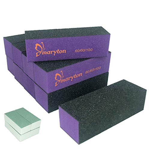 Maryton Nail Buffer Sanding Block Polisher Buffing File 60/100 Grit for Acryl...