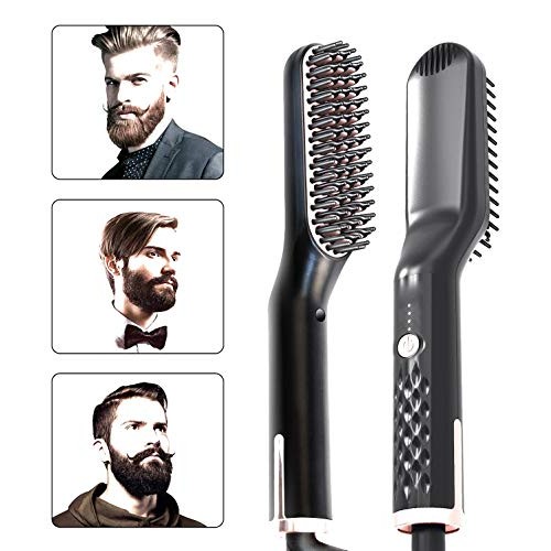 Beard & Hair Straightener 3 in 1 Anti-Scald Hair Style & Beard Brush, Portabl...