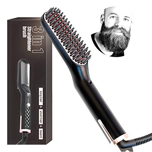 Beard & Hair Straightener 3 in 1 Anti-Scald Hair Style & Beard Brush, Portabl...