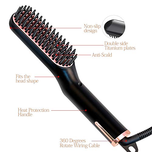 Beard & Hair Straightener 3 in 1 Anti-Scald Hair Style & Beard Brush, Portabl...
