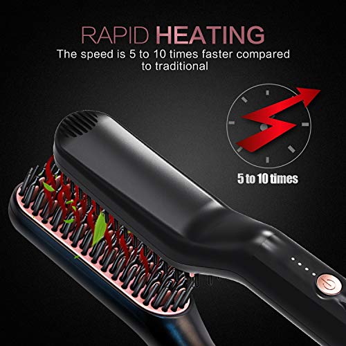 Beard & Hair Straightener 3 in 1 Anti-Scald Hair Style & Beard Brush, Portabl...