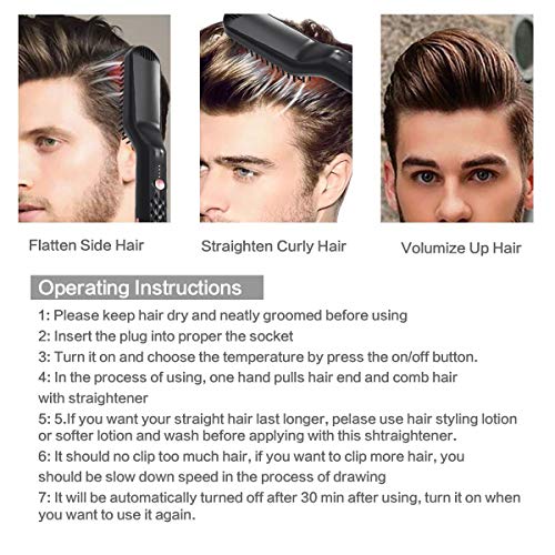 Beard & Hair Straightener 3 in 1 Anti-Scald Hair Style & Beard Brush, Portabl...