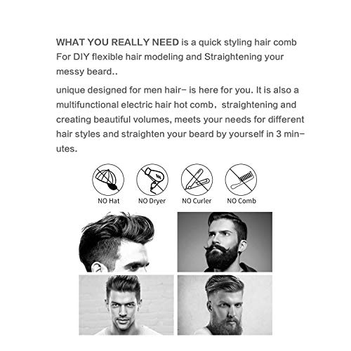 Beard & Hair Straightener 3 in 1 Anti-Scald Hair Style & Beard Brush, Portabl...