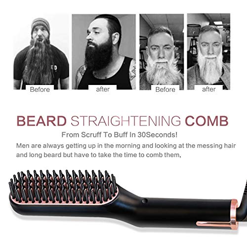 Beard & Hair Straightener 3 in 1 Anti-Scald Hair Style & Beard Brush, Portabl...