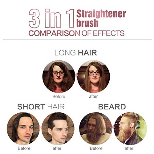 Beard & Hair Straightener 3 in 1 Anti-Scald Hair Style & Beard Brush, Portabl...