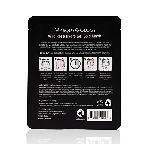 Masqueology - Wild Rose Gold Hydro-Gel Mask | Collagen and Hydrating Facial S...