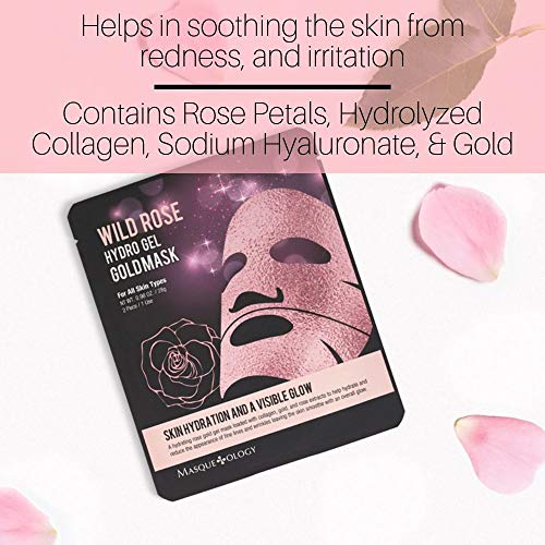 Masqueology - Wild Rose Gold Hydro-Gel Mask | Collagen and Hydrating Facial S...