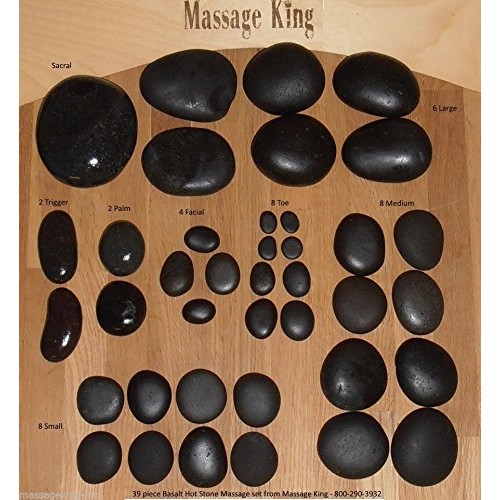 39 PC Genuine Basalt Stone Hot Stone Massage Set, Hand Picked Natural Stones,...