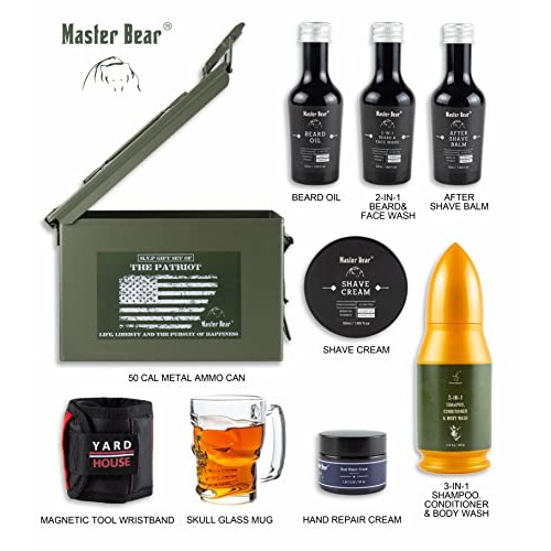 Gift for Men | 50 Cal Metal Ammo Cans Gift Box Shaving Grooming Set Collectio...