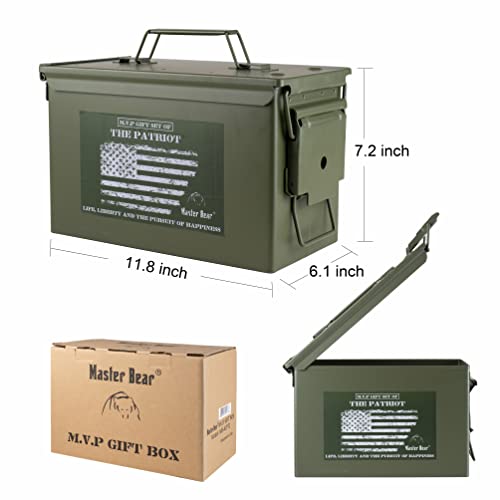 Master Bear Birthday Gifts for Men | 50 Cal Metal Ammo Cans Box Shaving Groom...