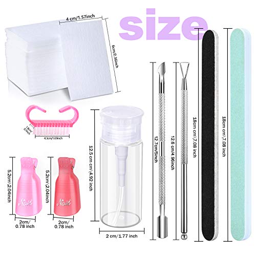 Gel Nail Polish Remover Tool Kit, 20Pcs Plastic Nail Clip, 550Pcs Nail Wipe C...