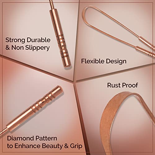 100% Pure Copper Tongue Scraper with Travel Case - 2 Pack, All Natural Ayurve...