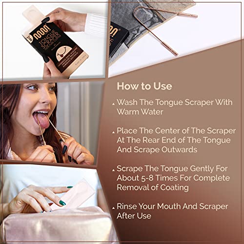 100% Pure Copper Tongue Scraper with Travel Case - 2 Pack, All Natural Ayurve...