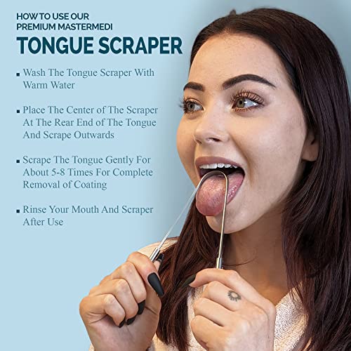 4 Pack Metal Tongue Scraper, Medical Grade 100% Stainless Steel Tounge Scrape...