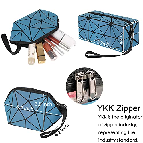 Travel Makeup Bag, Cosmetic Bags for Women, Luminous Geometric Travel Cosmeti...
