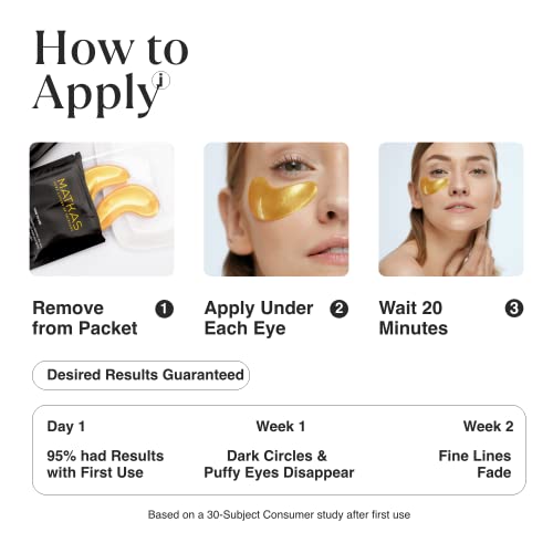 MATKAS Gold Under Eye Patches - 0.3% Pure Retinol + Hyaluronic Acid + Collage...