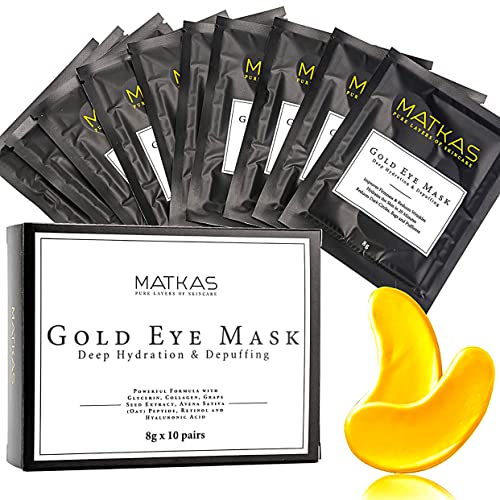 MATKAS Gold Under Eye Patches - 0.3% Pure Retinol + Hyaluronic Acid + Collage...