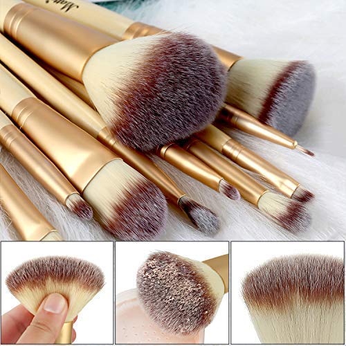 Matto Makeup Brushes 10-Piece Golden Makeup Brush Set with Foundation Powder ...