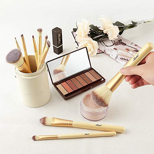 Matto Makeup Brushes 10-Piece Golden Makeup Brush Set with Foundation Powder ...