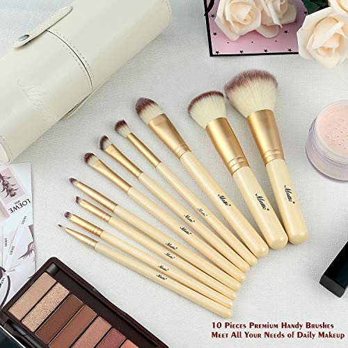 Matto Makeup Brushes 10-Piece Golden Makeup Brush Set with Foundation Powder ...