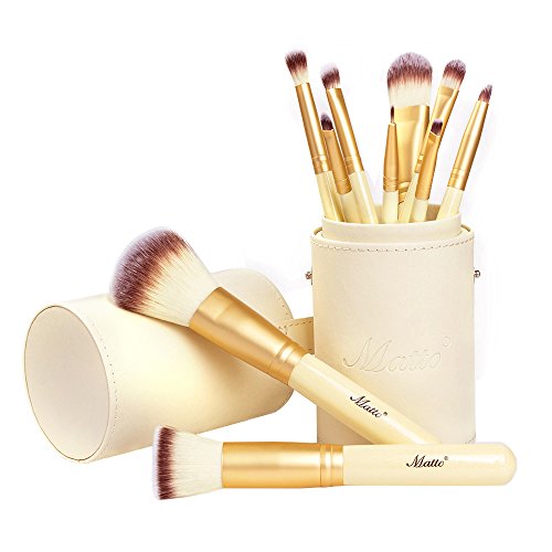 Matto Makeup Brushes 10-Piece Golden Makeup Brush Set with Foundation Powder ...