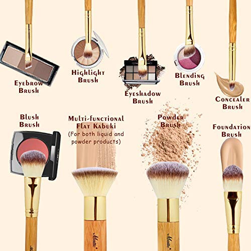 Matto Makeup Brushes 9-Piece Makeup Brush Set Foundation Brush with Travel Ma...