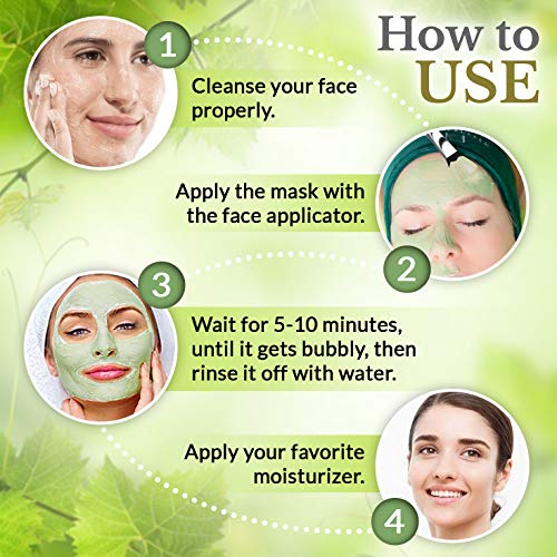 Green Tea Carbonated Bubble Mask with Face Applicator - Deep Foaming Pore Cle...