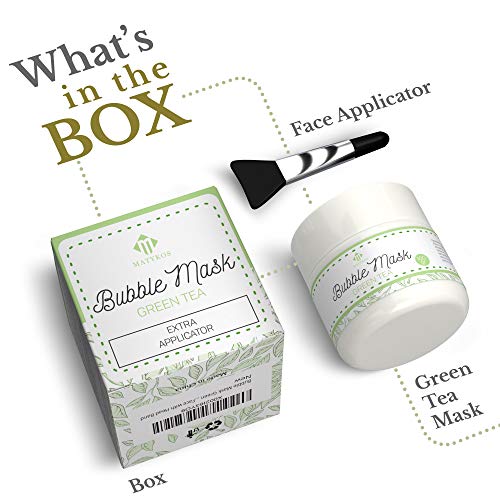 Green Tea Carbonated Bubble Mask with Face Applicator - Deep Foaming Pore Cle...