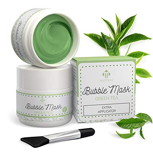 Green Tea Carbonated Bubble Mask with Face Applicator - Deep Foaming Pore Cle...