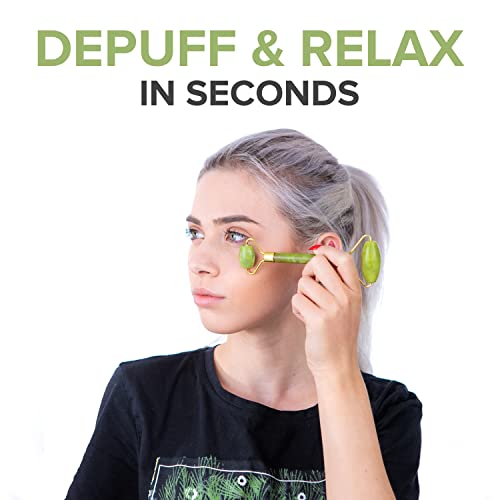Jade Roller for Face - 4 in 1 - Helps Reducing Puffiness, Wrinkles, Fine Line...