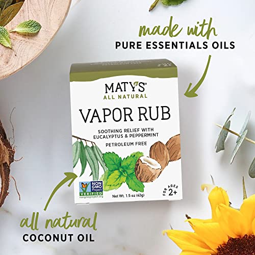 Maty's All Natural Vapor Rub - Petroleum Free - Made with Peppermint, Tea Tre...