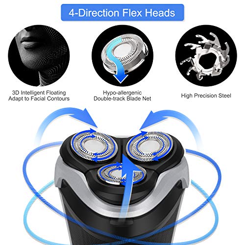 Men's Electric Shaver - MAX-T Corded and Cordless Rechargeable 3D Rotary Shav...