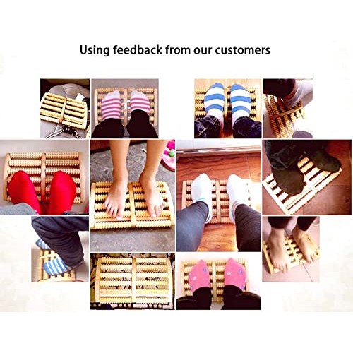 Wooden Foot Massager Roller Set of 2. Dual Feet Message Stretcher for Plantar...