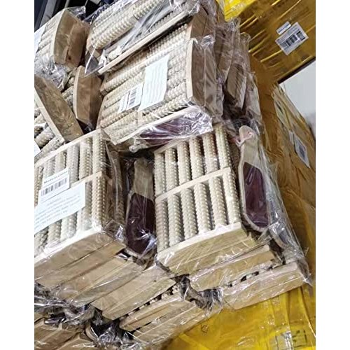 Wooden Foot Massager Roller Set of 2. Dual Feet Message Stretcher for Plantar...
