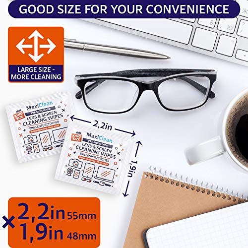 Lens Wipes - 222 (5.9X5.5 in / 15X14 cm) Pre-moistened Eyeglass Cleaning Wipe...