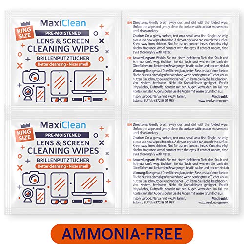 Lens Wipes - 222 (5.9X5.5 in / 15X14 cm) Pre-moistened Eyeglass Cleaning Wipe...