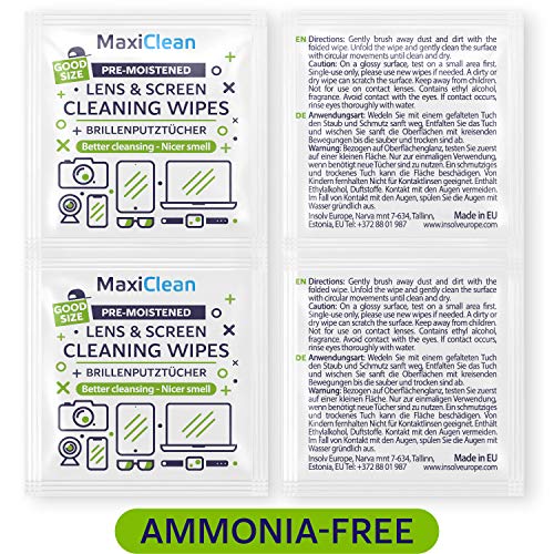 MAXI CLEAN Lens Wipes - 440 Pre-moistened Eyeglass Cleaning Wipes - Cleaner f...