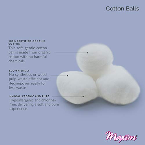 Maxim Organic Cotton Balls, 300ct, No Chlorine/Dioxin/Chemical, Biodegradable...