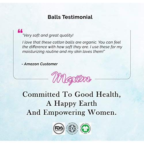 Maxim Organic Cotton Balls, 300ct, No Chlorine/Dioxin/Chemical, Biodegradable...