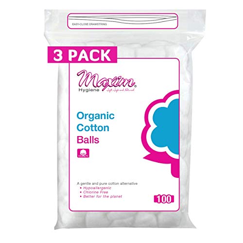 Maxim Organic Cotton Balls, 300ct, No Chlorine/Dioxin/Chemical, Biodegradable...