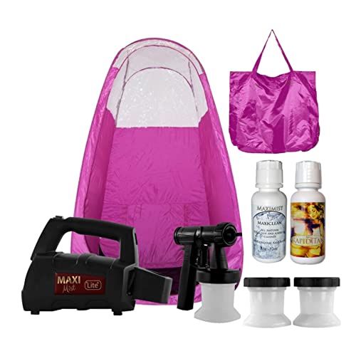 MaxiMist Lite Plus HVLP Sunless Spray Tanning KIT, with Tent, Machine, Airbru...