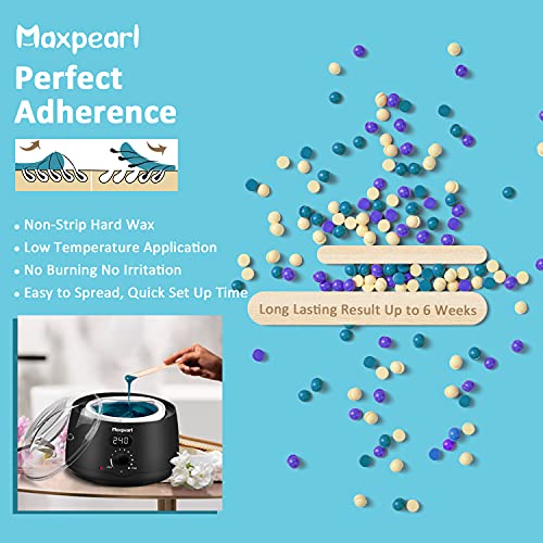 Maxpearl Waxing Kit with Hard Wax Beads, Hair Removal Wax Warmer Kit for Fine...