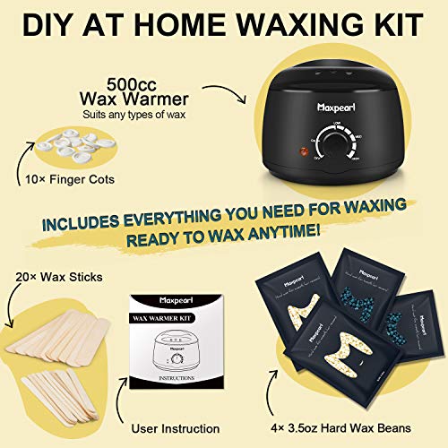 Wax Kit for Women Men, Hair Removal Waxing Kit with Hard Wax Beans for Coarse...