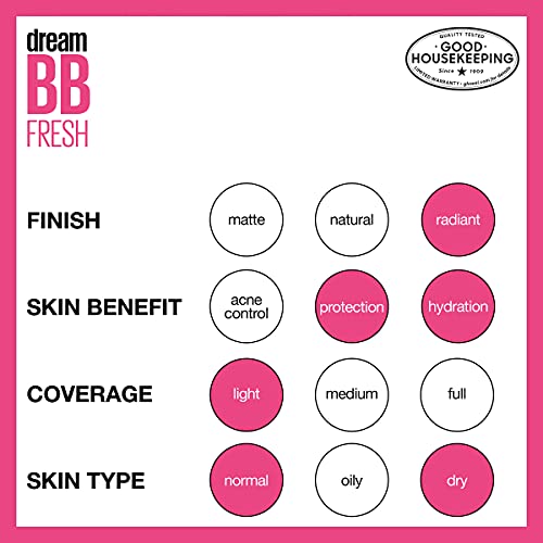 Maybelline Dream Fresh Skin Hydrating BB cream, 8-in-1 Skin Perfecting Beauty...