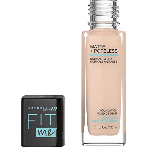 Maybelline Fit Me Matte + Poreless Liquid Foundation Makeup, Classic Ivory, 1...