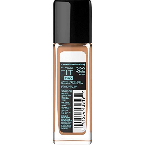 Maybelline Fit Me Matte + Poreless Liquid Foundation Makeup, Warm Honey, 1 fl...