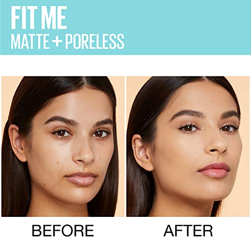 Maybelline Fit Me Matte + Poreless Liquid Foundation Makeup, Warm Honey, 1 fl...