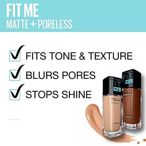 Maybelline Fit Me Matte + Poreless Liquid Foundation Makeup, Warm Honey, 1 fl...